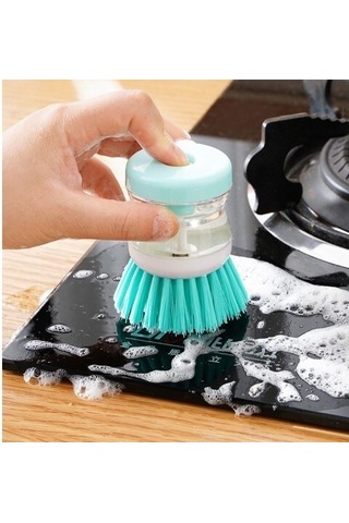 Pratik Sıvı Deterjan Hazneli Bulaşık Fırçası Hazneli Mutfak Banyo Lavabo Yıkama Fırçası - 1 Adet - 24242412151sa Çok Renkli