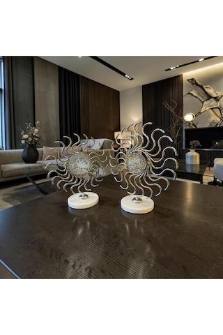 Çift Spiral Metal Heykel Lüks Salon & Ofis Dekor Objesi