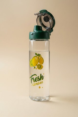 Limon Desenli Şeffaf Cam Matara 550 Ml Yeşil