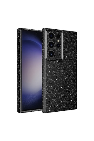 Goocamp Galaxy Uyumlu S23 Ultra Kılıf Kamera Korumalı Simli Lüks Koton Kapak - Gümüş Gümüş