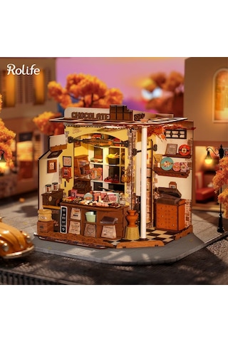 Rolife Dg174 Henry'nin Çikolata Dükkanı Henry's Chocolate Dıy Minyatür Maket Modelset Mini Dollhouse 3d Model Kit Detaylı Dekoratif Hobi Seti 3d Puzzle Tiny House