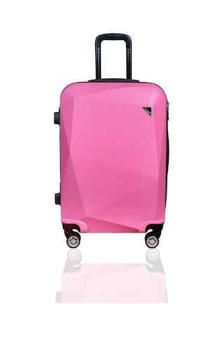 Polo&Sky Elmas Model Pebmbe Renk Orta Boy Valiz Bavul Pembe