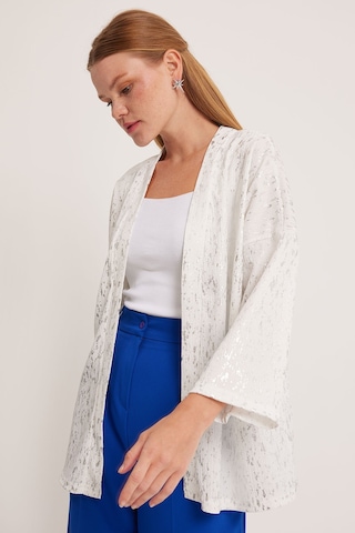 Bigdart Kadın Gümüş Varaklı Örme Kimono 5925 001