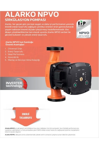 Alarko Npvo 25/4-180 Mm Değişken Devirli, Dişli Sirkülasyon Pompası 1 1/2"