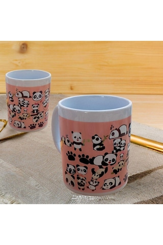 Panda Tasarımlı Kupa Bardak Siyah