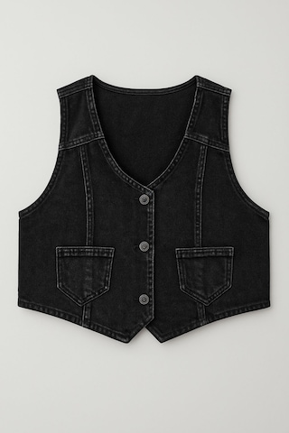 Kadın Düğmeli Jean Yelek Mavi