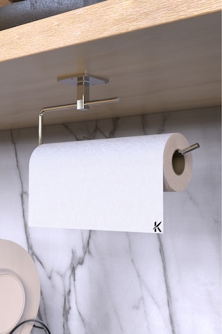 Karteya Yapışkanlı Gümüş Wc Kağıtlık Ve Rulo Havluluk Banyo Mutfak 2'li Set Krom