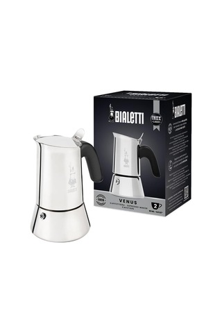 2 Cups Ocak Üstü Bol Köpüklü Espresso Pişirici - 100ml - Siyah Renk - Alüminyum Gövde - Patentli Güvenlik Valfi