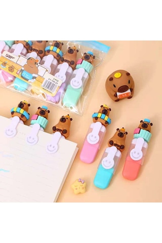 Sevimli Tatlım Mini Renkli Meyve Kızı Model, Göz Yormayan Fosforlu Kalem 6'lı Set Çok Renkli