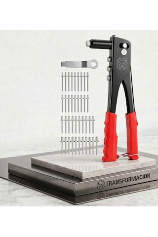 Transformacion Profesyonel Perçin Tabancası Seti - 40 Yedekli Perçin Ve Değiştirilebilir 4 Uçlu Çelik Gövde 4253