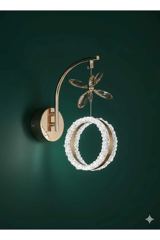 Bohem Aydınlatma Modern Gold Halka Kristal Duvar Apliği 3 Renk Led Beyaz Sarı Günışığı Gold