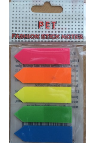 İthal Yapışkanlı Ayraç 5X25 Adet Neon Fosforlu Ayraç 5 Renk