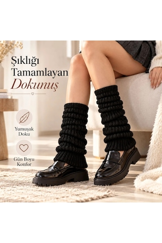 Ren.ga.renk Kadın Siyah Fitilli Örgü Tozluk 3'lü Seti %97 Pamuk %3 Polyester Büzgülü Uzun Kışlık Bacak Isıtıcı Renk: Siyah Beden: Standart Adet: 3 Rengaren