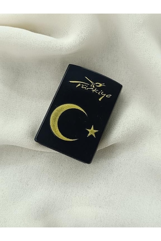 Çakmak Pürmüz Ayarlanabilir Mavi Gazlı Doldurulabilir Ay Yıldız Çakmak