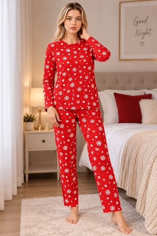 Genel Markalar Kadın Kırmızı Yılbaşı Pijama Takımı Kar Tanesi Desenli Ev Giyim Kırmızı Kırmızı Genel Markalar Kadın Kırmızı Yılbaşı Pijama Takımı Kar Tanesi Desenli Ev Giyim Kırmızı Kırmızı
