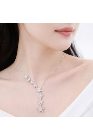 Kadın Kolye Constellation Kadın Kolye 925 Ayar Gümüş Y Şeklinde Şık Hediyelik Çok Renkli
