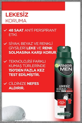 Garnier Men Lekesiz Koruma Erkek Aerosol Sprey Deodorant  5 x 150 ML