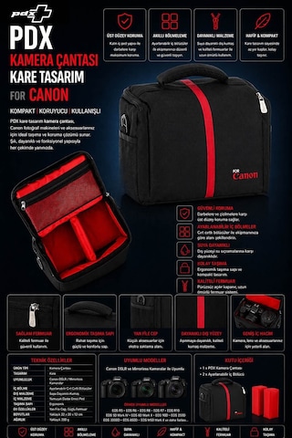 Pdx Kamera Çantası Kare Tasarım For Canon