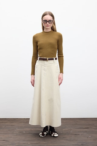 Fitilli Kadife Uzun Etek Vanilya Vanilya