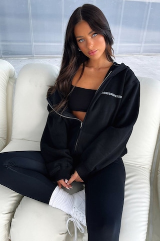 Thatsofetch Minimal %100 Pamuk Hırka - Siyah Oversize Kışlık Kapüşonlu İçi Polarlı Fermuarlı Siyah