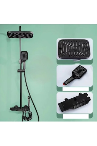 Piyano 5 Fonksiyonlu Kendinden Banyo Bataryalı Robot Duş Seti Şat Siyah