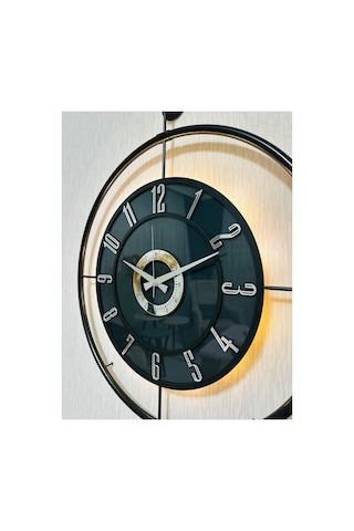 Pey Aksesuar Metal Camlı Duvar Saati 60x80 Cm Büyük Boy Işıklı Gerçek Cam Siyah-füme-siyah-gümüş M61-siyah-füme-siyah-gümüş