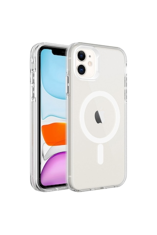 Apple Uyumlu iPhone 12 Uyumlu Zore Magsafe Şarj Özellikli Buzlu Transparan C-pro Sert Kılıf-renksiz Renksiz -