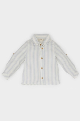 DeFacto Erkek Bebek Çizgili Uzun Kollu Gömlek D9364A525SPBE343 Mavi