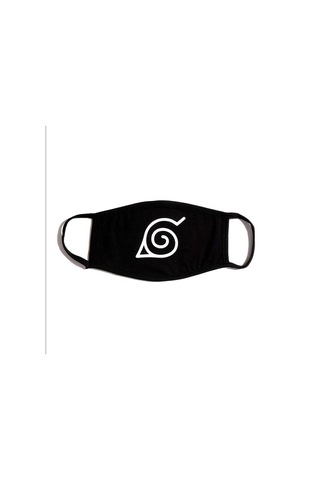 Bant Naruto Konaha Desenli Pamuklu Yıkanabilir Maske Siyah