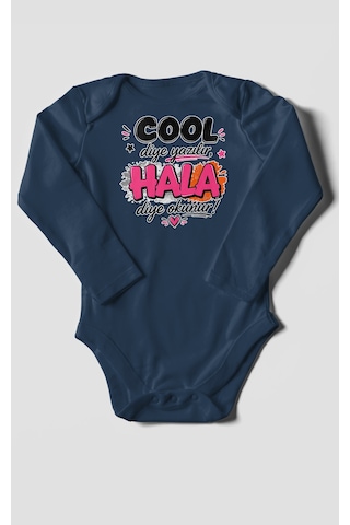 Morivokids Cool Diye Yazılır Hala Diye Okunur Uzun Kollu Bebek Body %100 Pamuk Lacivert