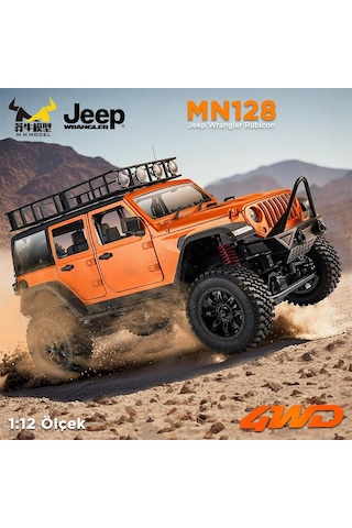 Mn Model Mn128 1/12 Jeep Wrangler Rubicon 4wd Rc Model Crawler Offroad Truck Uzaktan Kumandalı Araba Rtr Turuncu+dahili Işık Seti Mn-128