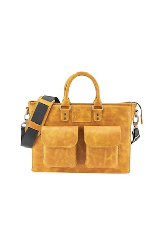 İsme Özel Askılı Cepli Evrak - Laptop Çantası - %100 Rainbow Deri - Ac09002 - Hardal Sarısı-127952 Siyah