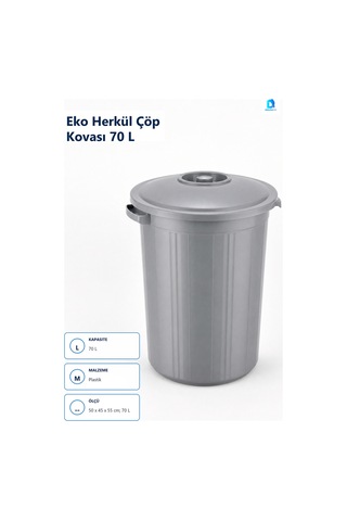 Eko Herkül Çöp Kovası 70 L Plastik Banyo Çöp Kovası Çok Renkli