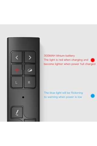 Moveevo Kablosuz Ppt Kumandasý - Usb Þarjlý, 200m Mesafe, Sayfa Geçirme, Iþýk Gösterge, Sesi Kontrol Siyah