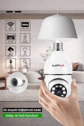 4 Mp Yeni Versiyon Wifi 360 Panoramik Ampul Kamera Gece Görüş Ses Akıllı Hareket Algılayıcı Güvenlik Kamerası