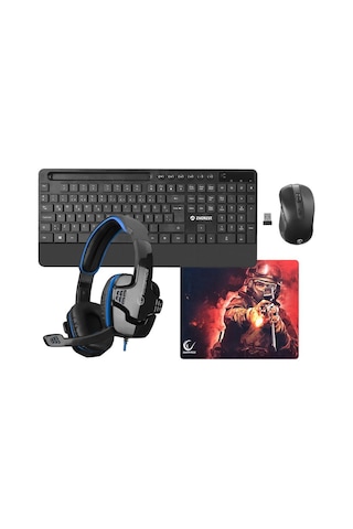 Everest Km-9676 Siyah Klavye + Rampage Sn-r9 Kulaklık+mouse + Rampage 300350 35 25cm Mousepad 4lü Set Optik