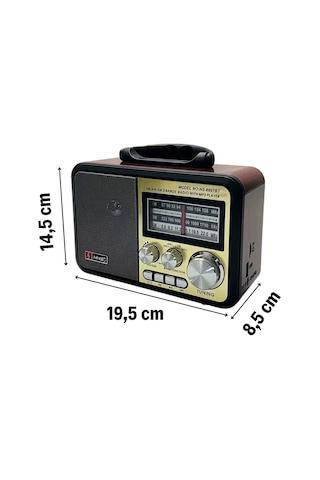 Durukar Orta Boy Retro, Nostaljik, Ahşap Tasarım Bluetooth Hoparlörlü, Şarjlı, Taşınabilir Fm/am De
