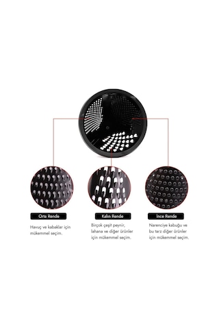 Valletta Nicoya 3 Yönlü Paslanmaz Çelik Rende Siyah