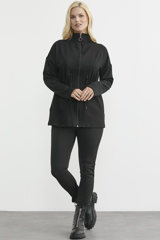 Dik Yaka Tam Fermuarlı Tunik - Siyah Siyah