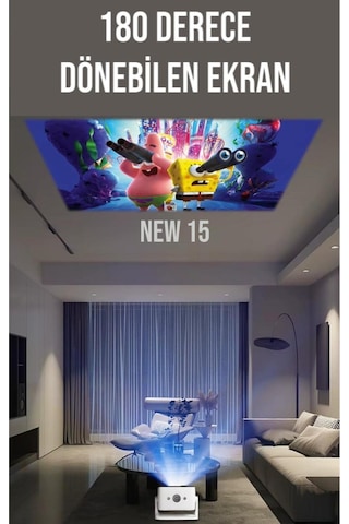 New 15 Taşınabilir Android Projeksiyon Dahili Hoparlör Ve Wifi Akıllı Sinema Projektör