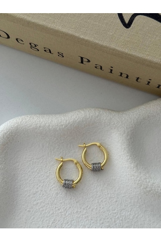 Özel Seri Zirkon Taşlı Halka Küpe Altın