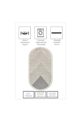 West Home Makinede Yıkanabilir Kaymaz Taban Leke Tutmaz Oval Salon Halısı Mutfak Halısı Ve Yolluk Wh 586 Beige Oval