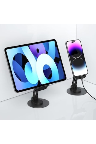 Profesyonel Telefon Tutucu A+ Kalite 360 Derece Ayalarlanabilir Ultra İnce Gerçek Tok Alüminyum Gövde Telefon Tutucu Masaüstü Telefon Stand F17s Siyah Siyah