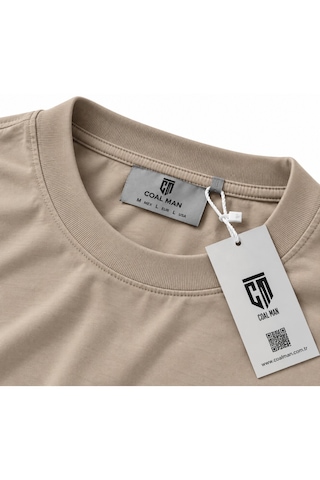 Coalcity Coal City Erkek Ekru Oversize Çift Renkli Uzun Kollu T-shirt Bej - Beyaz