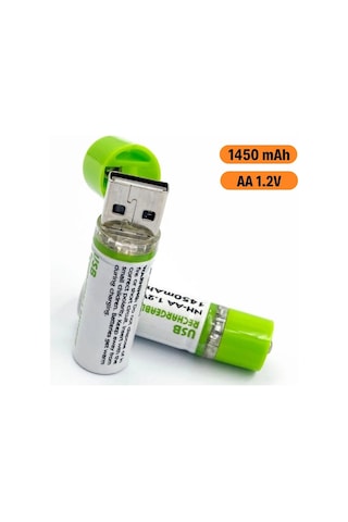 Mercansa Buffer Usb Şarjlı 1450mah Aa 1.2v Lityum Kalem Pil - 2 Li Set, Tekrar Şarj Edilebilir Uzun Ömürlü Dönüştürülebilir Batarya