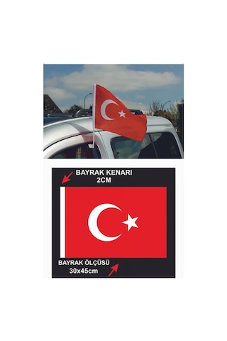 30x45 Cm Konvoy Bayrağı Alpaka Kumaş Dayanıklı, Canlı Renkli Araç Bayrağı 1 Adet Tek Ebat