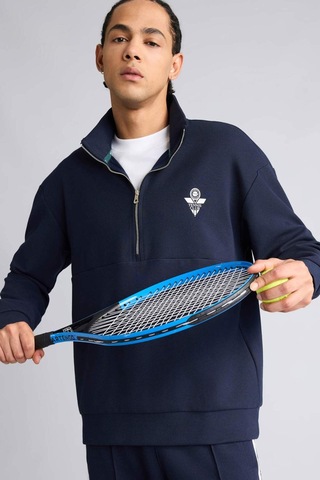 Defacto Boxy Fıt Dik Yaka Sporcu Sweatshirt F9372ax26spnv253 Lacivert-nv253