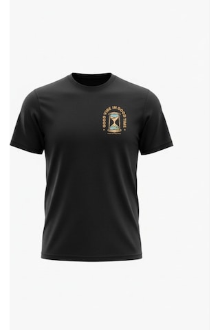 Urbantrendstore Unisex Minimal Desen Küçük Baskı Oversize Fit Rahat Geniş Salaş T-shirt Günlük Tişört Siyah