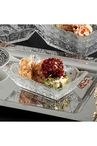 Porsima Almina 6'lı Kahve Yanı Lokumluk Sunumluk Cam Kase Seti