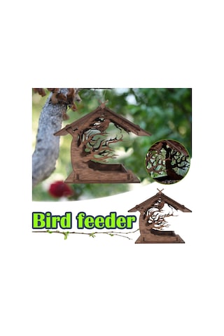 Shineyee Kuş Yemliği Evi Asılı Kuş Yemliği Dış Bahçe Bahçe Ahşap Malzeme Dıy Manuel Kurulum-35